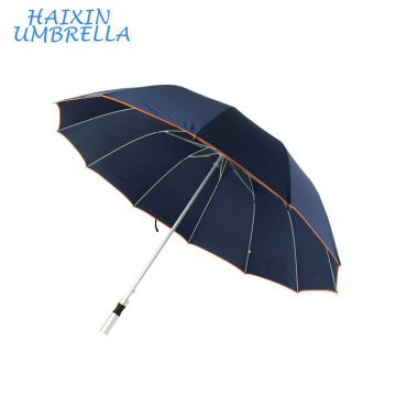Productos de publicidad de alta calidad 27 &quot;10 costillas auto abierto azul aluminio irrompible caminando paraguas de golf con estampados de logotipo